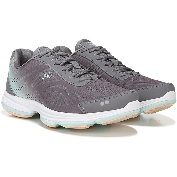 Ryka Shoes - Ryka Devotion Plus 2 Walking Gray Mint Peach Sneakers Size 8